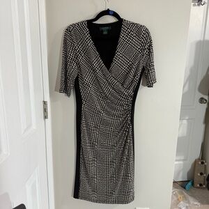 Ralph Lauren Black and White Color Block Midi Dress